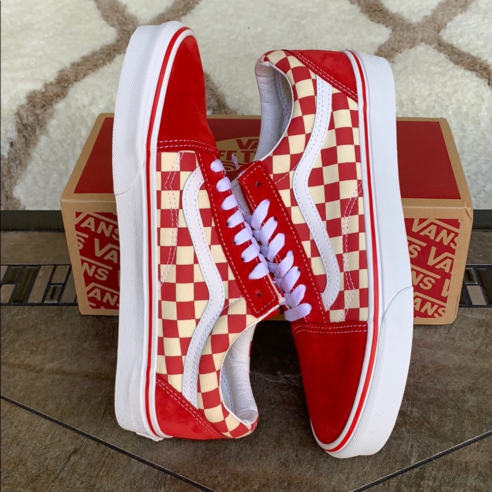 ••VANS OLD SKOOL PRIMARY CHECK Rng Red/White WMNS - Picture 6 of 16